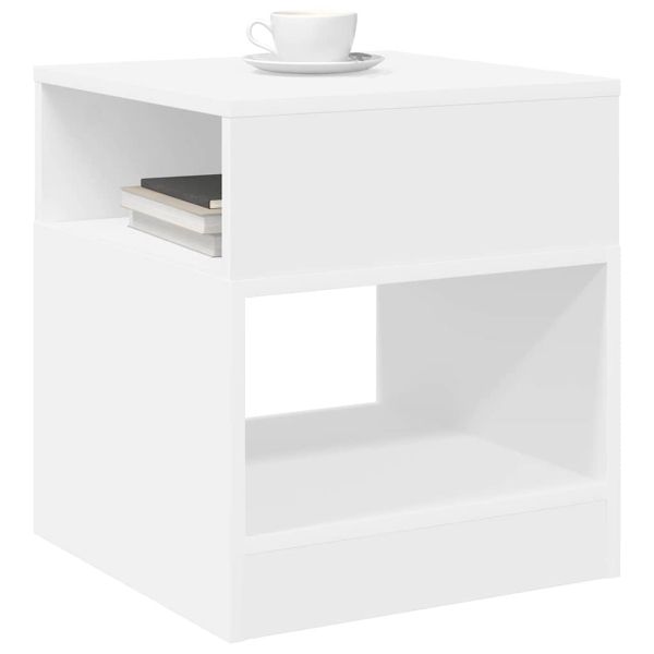 Крайна масичка 2 pcs Бяло 40,5 x 40 x 45 см Инженерно дърво