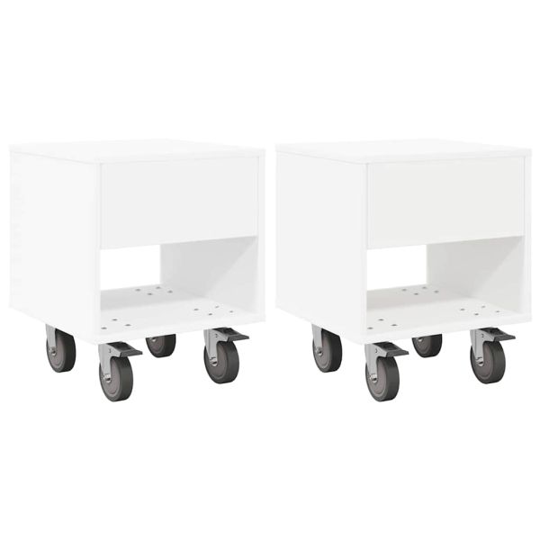 Нощно шкафче 2 pcs Бяло 40,5 x 40 x 48 см Инженерно дърво