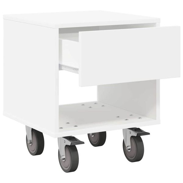 Нощно шкафче 2 pcs Бяло 40,5 x 40 x 48 см Инженерно дърво