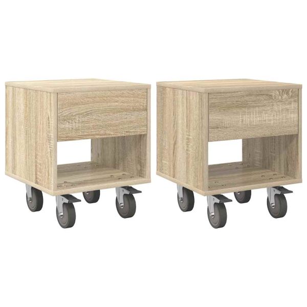 Нощно шкафче 2 pcs Сонома дъб 40,5 x 40 x 48 см Инженерно дърво