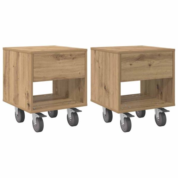 Нощно шкафче 2 pcs Дъб 40,5 x 40 x 48 см Инженерно дърво