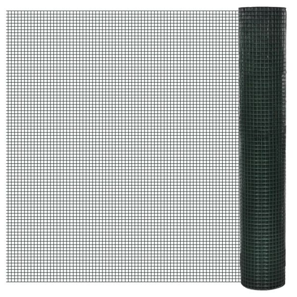 Кокошкарска мрежа, поцинкована стомана, 1x25 м, зелена
