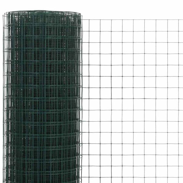 Кокошкарска мрежа, стомана с PVC покритие, 10x0,5 м, зелена