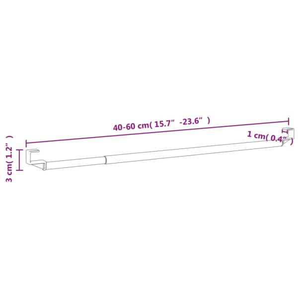 Корнизи за пердета, 2 бр, бяло и сребристо, 40-60 см, алуминий