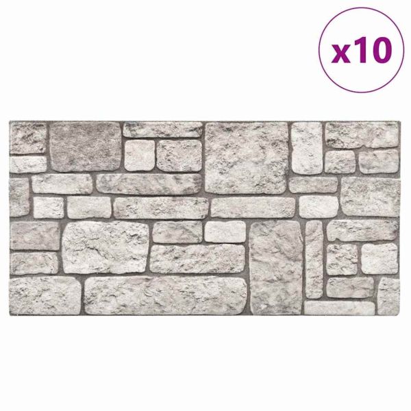 Стенни панели 10 pcs Сиво 100 x 50 cm EPS пяна