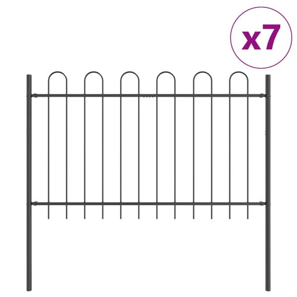 Градска ограда 7 pcs Сив 11,9 x 1,2 м Прахово боядисана стомана