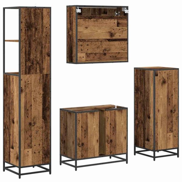 Комплект мебели за баня 4 pcs Старо дърво Инженерно дърво