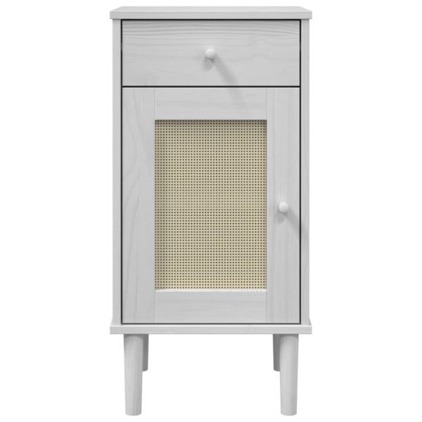 Нощно шкафче SENJA ратанова визия бяло 40x35x80 см бор масив