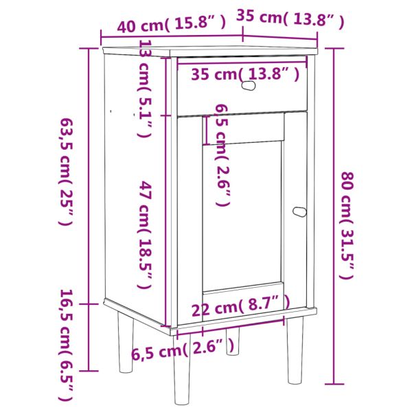Нощно шкафче SENJA ратанова визия бяло 40x35x80 см бор масив