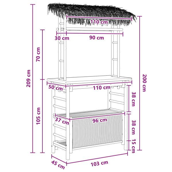 Външна бар маса Естествен 110 x 50 x 209 см Бамбук