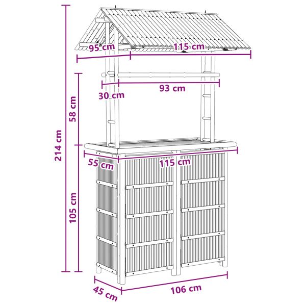 Външна бар маса Естествен 115 x 95 x 214 см Бамбук