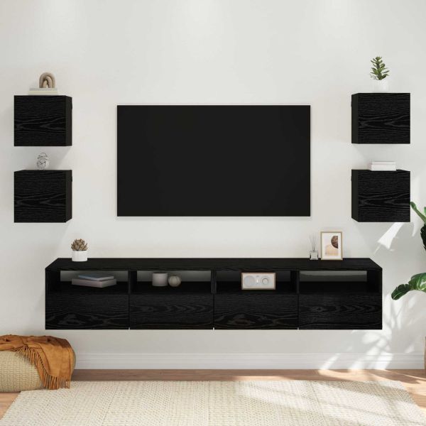 Стенен ТВ кабинет 4 pcs Черен дъб 30,5 x 30 x 30 см