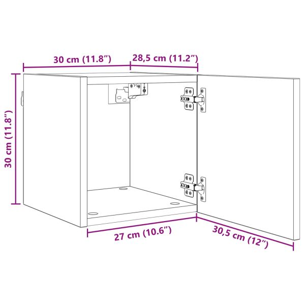 Стенен ТВ кабинет 4 pcs Черен дъб 30,5 x 30 x 30 см