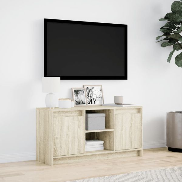 ТВ шкаф с LED, сонома дъб, 100x34x50 см, инженерно дърво