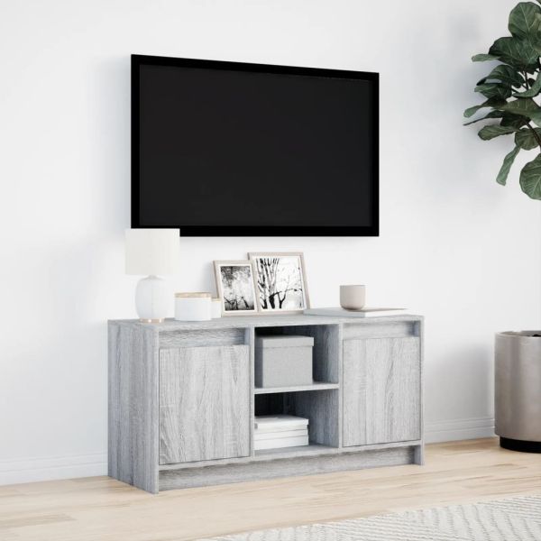 ТВ шкаф с LED, сив сонома, 100x34x50 см, инженерно дърво