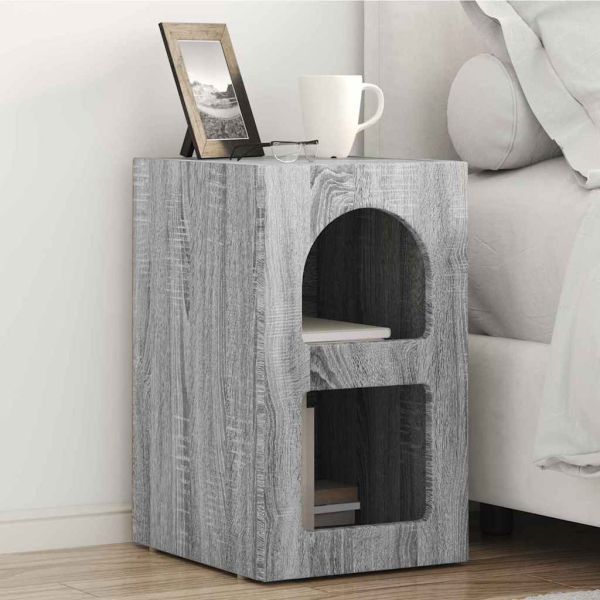 Нощно шкафче Сив Сонома 29,5 x 33,5 x 50 см Инженерно дърво