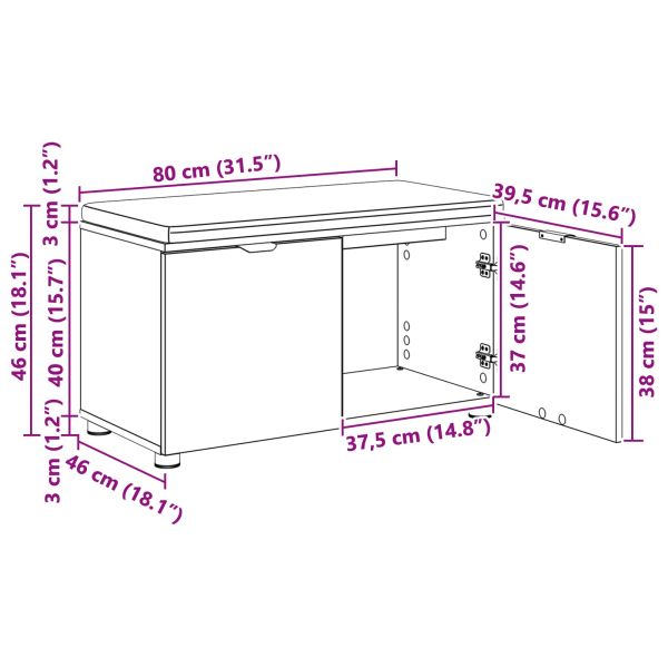 Пейка за коридор с възглавница Бетонно Сиво 80 x 38 x 46 см