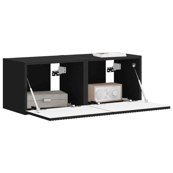 TV стенен шкаф 2 pcs Черно 39 x 31 x 29,5 см Инженерно дърво