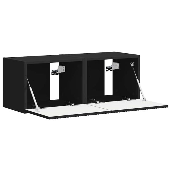 TV стенен шкаф 2 pcs Черно 39 x 31 x 29,5 см Инженерно дърво