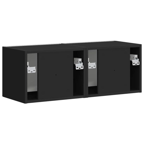 TV стенен шкаф 2 pcs Черно 39 x 31 x 29,5 см Инженерно дърво