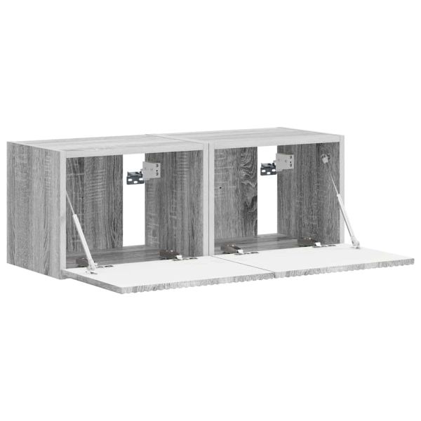 TV стенен шкаф 2 pcs Сив Сонома 39 x 31 x 29,5 см