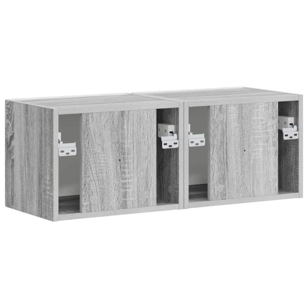TV стенен шкаф 2 pcs Сив Сонома 39 x 31 x 29,5 см