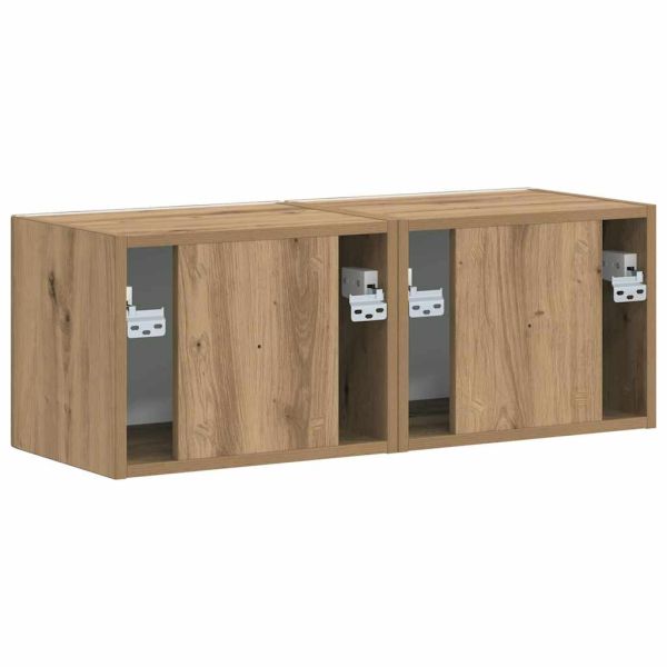 TV стенен шкаф 2 pcs Дъб Артизан 39 x 31 x 29,5 см