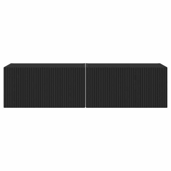 TV стенен шкаф 2 pcs Черно 60 x 31 x 29,5 см Инженерно дърво