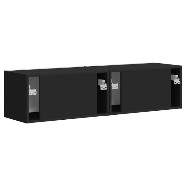 TV стенен шкаф 2 pcs Черно 60 x 31 x 29,5 см Инженерно дърво