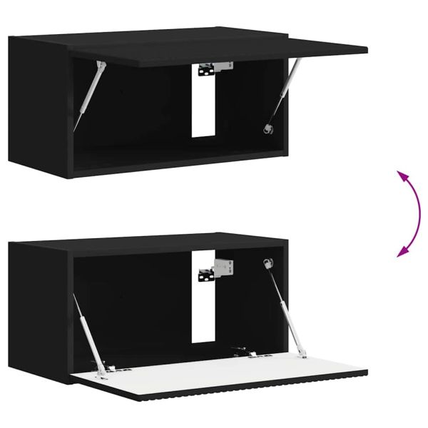 TV стенен шкаф 2 pcs Черно 60 x 31 x 29,5 см Инженерно дърво
