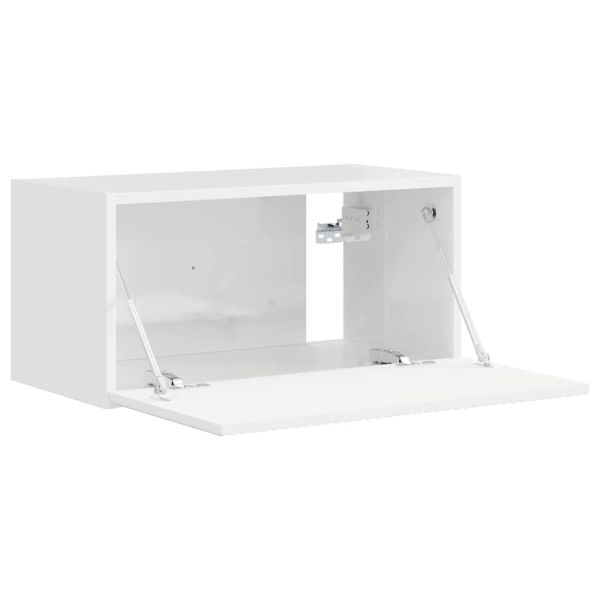 TV стенен шкаф Гланц бяло 60 x 31 x 29,5 см Инженерно дърво
