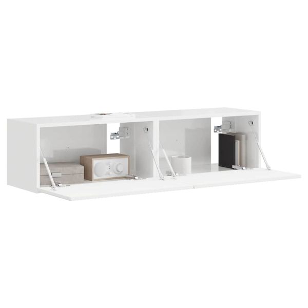 TV стенен шкаф 2 pcs Гланц бяло 60 x 31 x 29,5 см
