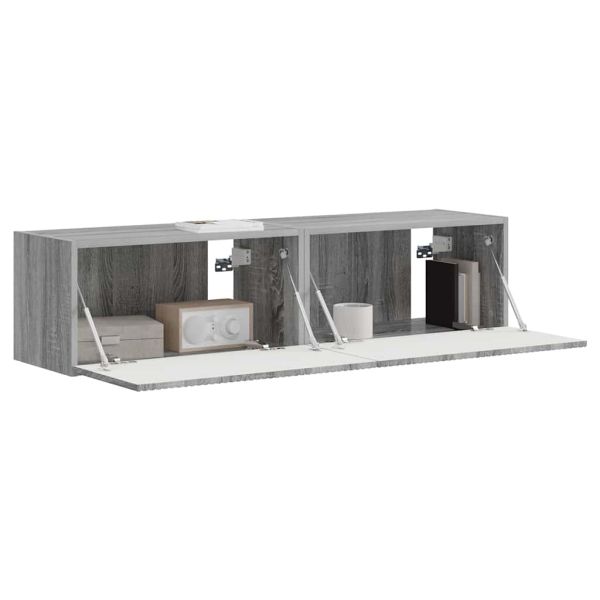 TV стенен шкаф 2 pcs Сив Сонома 60 x 31 x 29,5 см