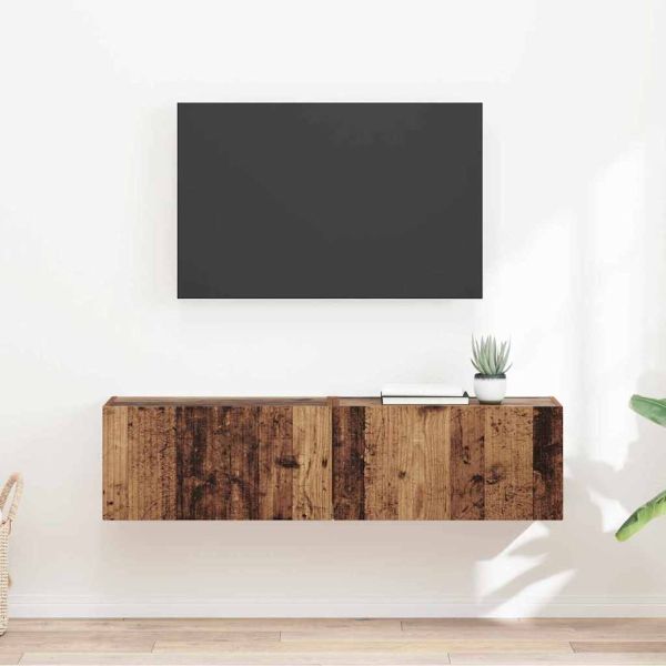 TV стенен шкаф 2 pcs Старо дърво 60 x 31 x 29,5 см
