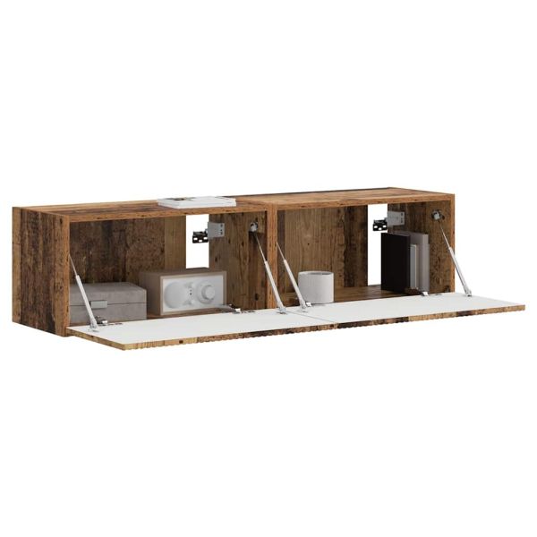 TV стенен шкаф 2 pcs Старо дърво 60 x 31 x 29,5 см