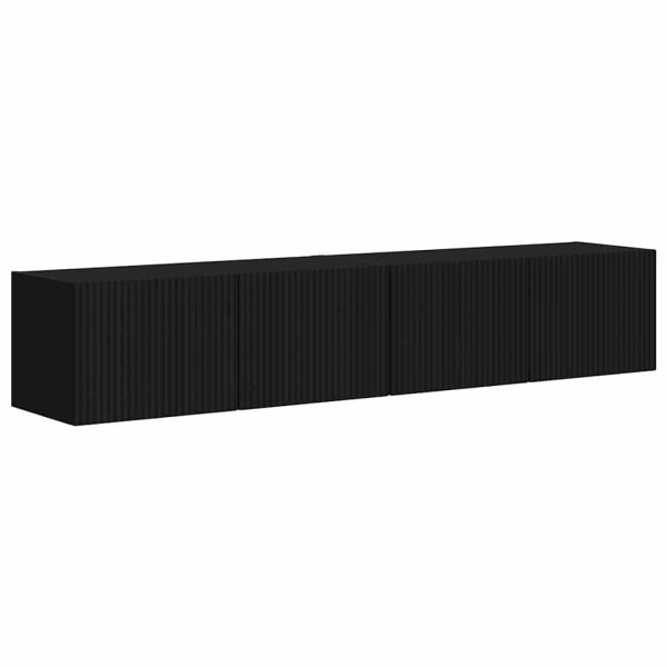 TV стенен шкаф 2 pcs Черно 78,5 x 31 x 29,5 см Инженерно дърво