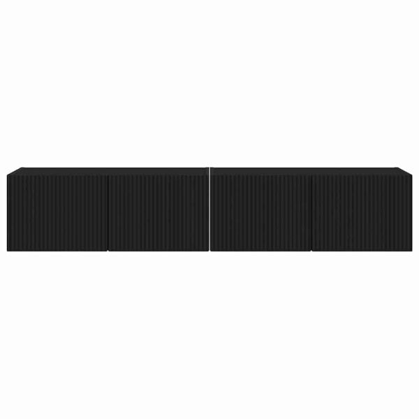 TV стенен шкаф 2 pcs Черно 78,5 x 31 x 29,5 см Инженерно дърво