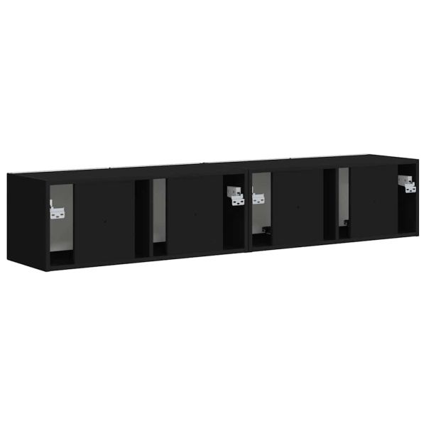 TV стенен шкаф 2 pcs Черно 78,5 x 31 x 29,5 см Инженерно дърво