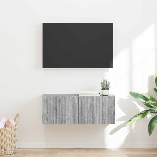 TV стенен шкаф Сив Сонома 78,5 x 31 x 29,5 см Инженерно дърво