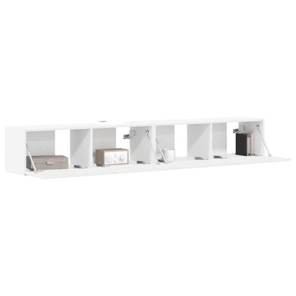 TV стенен шкаф 2 pcs Бяло 98 x 31 x 29,5 см Инженерно дърво