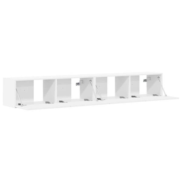 TV стенен шкаф 2 pcs Бяло 98 x 31 x 29,5 см Инженерно дърво