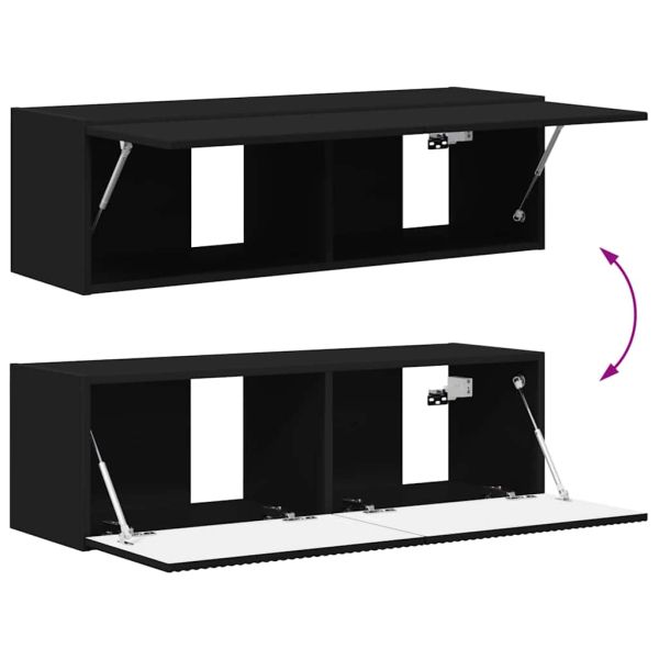 TV стенен шкаф Черно 98 x 31 x 29,5 см Инженерно дърво