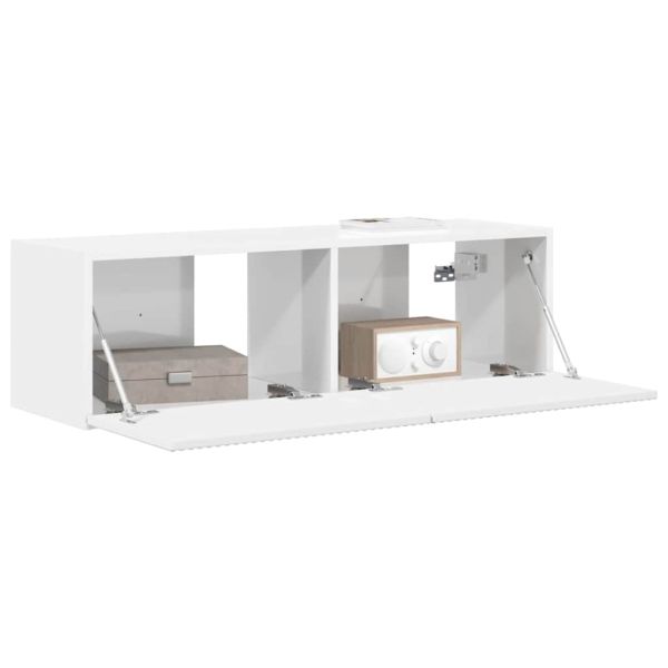 TV стенен шкаф Гланц бяло 98 x 31 x 29,5 см Инженерно дърво