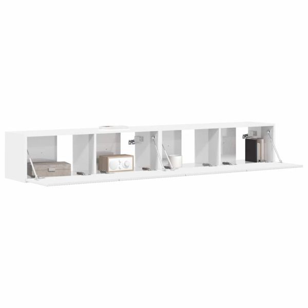 TV стенен шкаф 2 pcs Гланц бяло 98 x 31 x 29,5 см