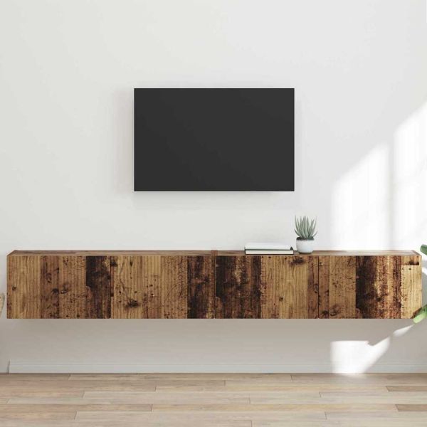 TV стенен шкаф 2 pcs Старо дърво 98 x 31 x 29,5 см