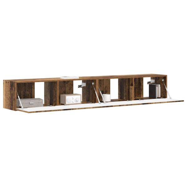 TV стенен шкаф 2 pcs Старо дърво 98 x 31 x 29,5 см