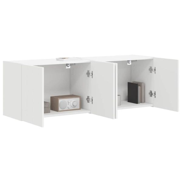 TV стенен шкаф 2 pcs Бяло 59,5 x 31 x 40 см Инженерно дърво