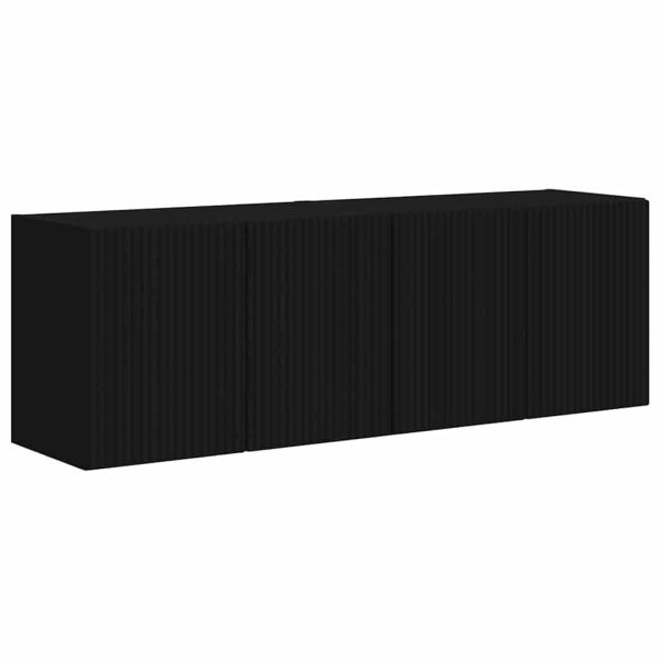 TV стенен шкаф 2 pcs Черно 59,5 x 31 x 40 см Инженерно дърво