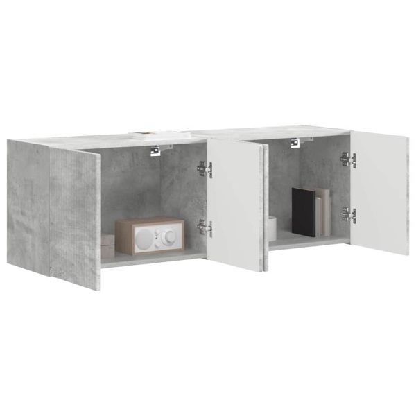 TV стенен шкаф 2 pcs Циментено сиво 59,5 x 31 x 40 см
