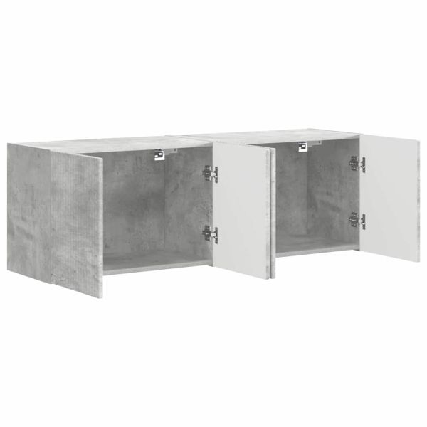 TV стенен шкаф 2 pcs Циментено сиво 59,5 x 31 x 40 см